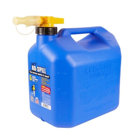 No-Spill Gas Can, Plastic, 5 gal, ViewStripe, Thumb-Controlled Fuel Spout, Blue, Kerosene, 1466S 1466S